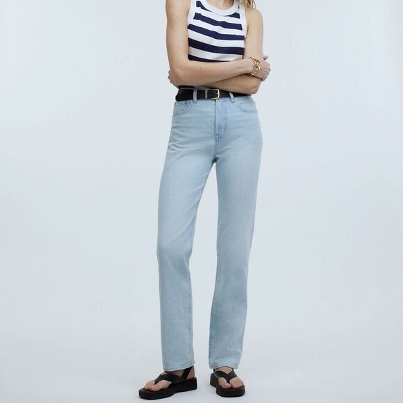 Madewell Jeans Womens 23 90s Straight High Rise Full Length Ward Wash‎ Stretch - Picture 1 of 16